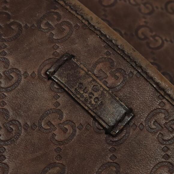 GUCCI GG Canvas Guccissima Shoulder Bag Leather Brown Silver - Picture 14 of 16